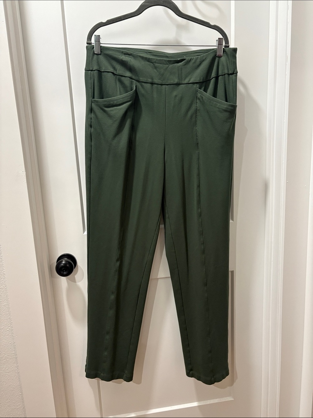Cato Olive Green Ponte Pull-On Straight Leg Pants